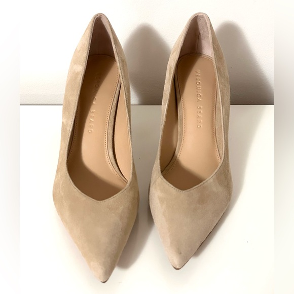 Veronica Beard Lisa Suede Point Toe Pumps Sandstone Nude 7 - Picture 2 of 7